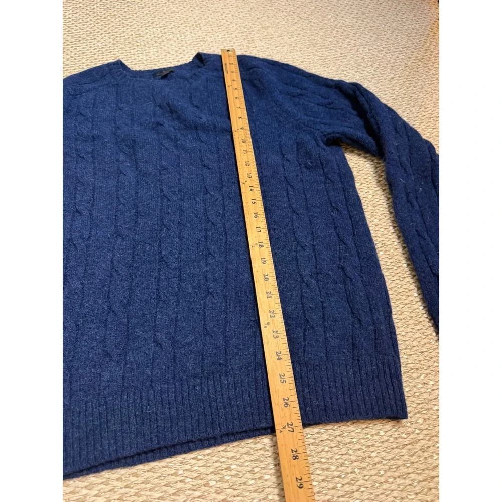 Brooks Brothers navy 100% Wool Cable Knit Crew Neck Sweater quiet luxury preppy